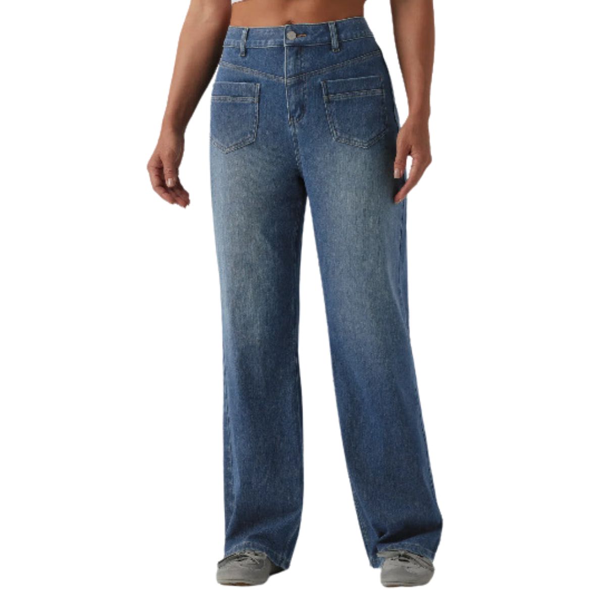 High Waist Slimming Breathable Straight Leg Casual Jeans