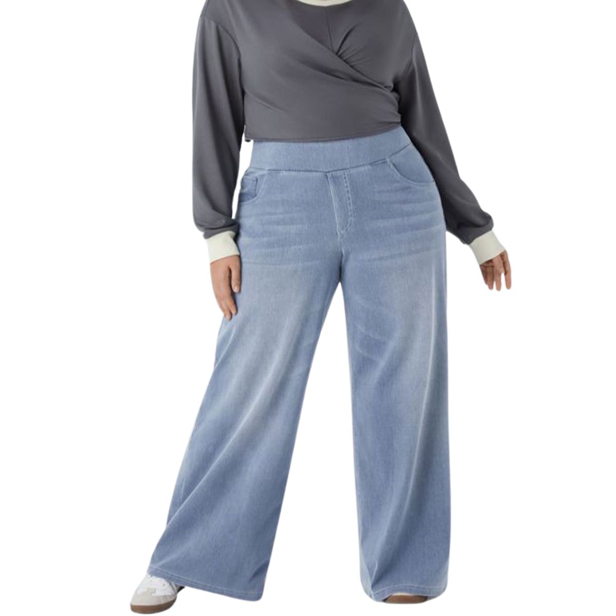 High Waist Stretch Wide Leg Denim Jeans