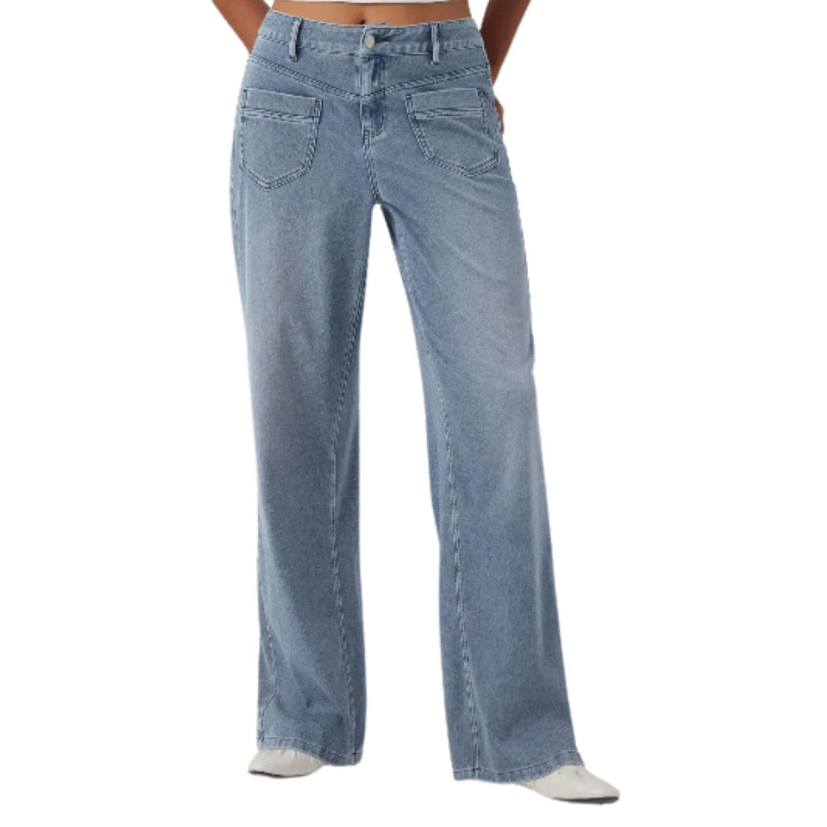 High Waist Slimming Breathable Straight Leg Casual Jeans