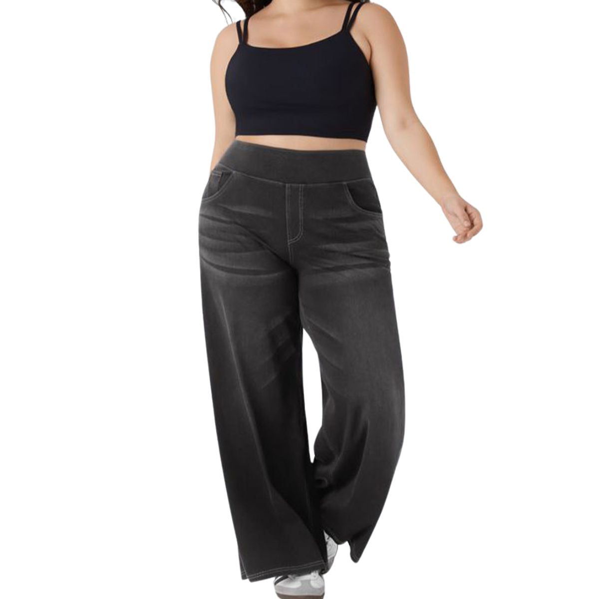 High Waist Stretch Wide Leg Denim Jeans