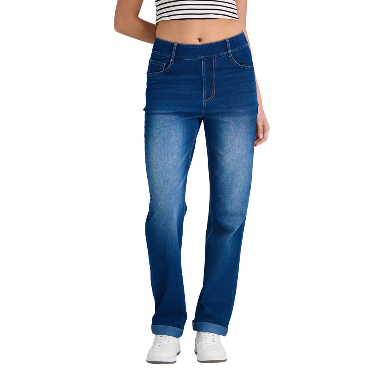High Waist Stretch Straight Leg Yoga Jeans