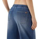 Low Rise Washed Drawstring Casual Baggy Wide Leg Jeans