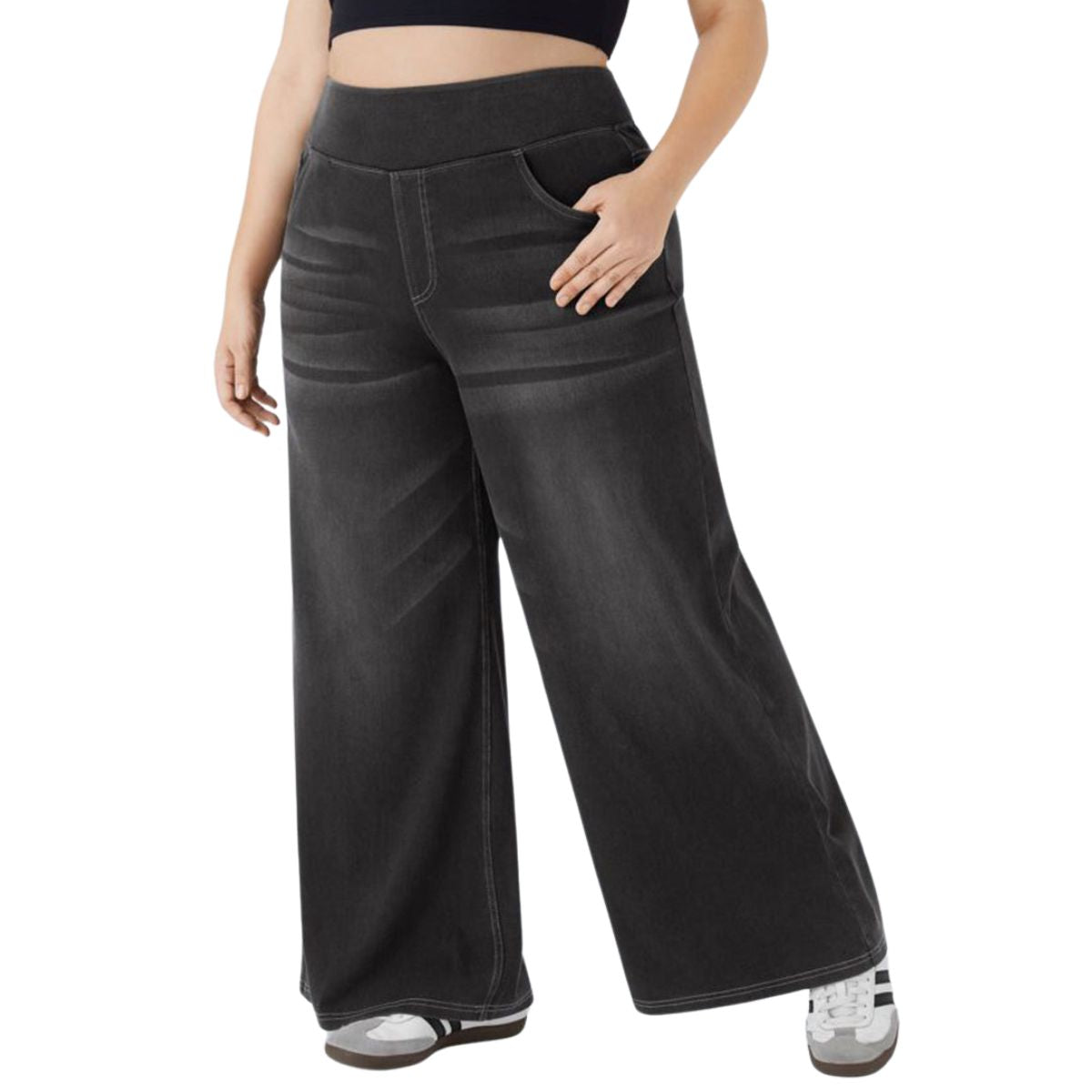 High Waist Stretch Wide Leg Denim Jeans