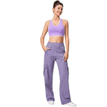 High Waist Stretch Cargo Wide Leg Jeans