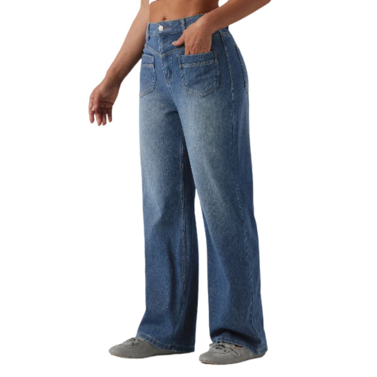High Waist Slimming Breathable Straight Leg Casual Jeans