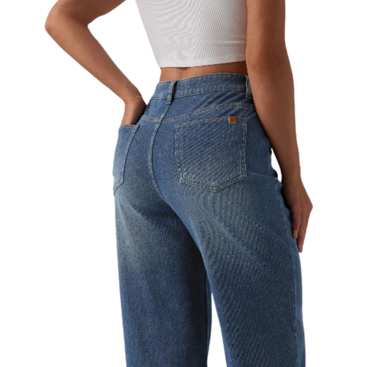 High Waist Slimming Breathable Straight Leg Casual Jeans