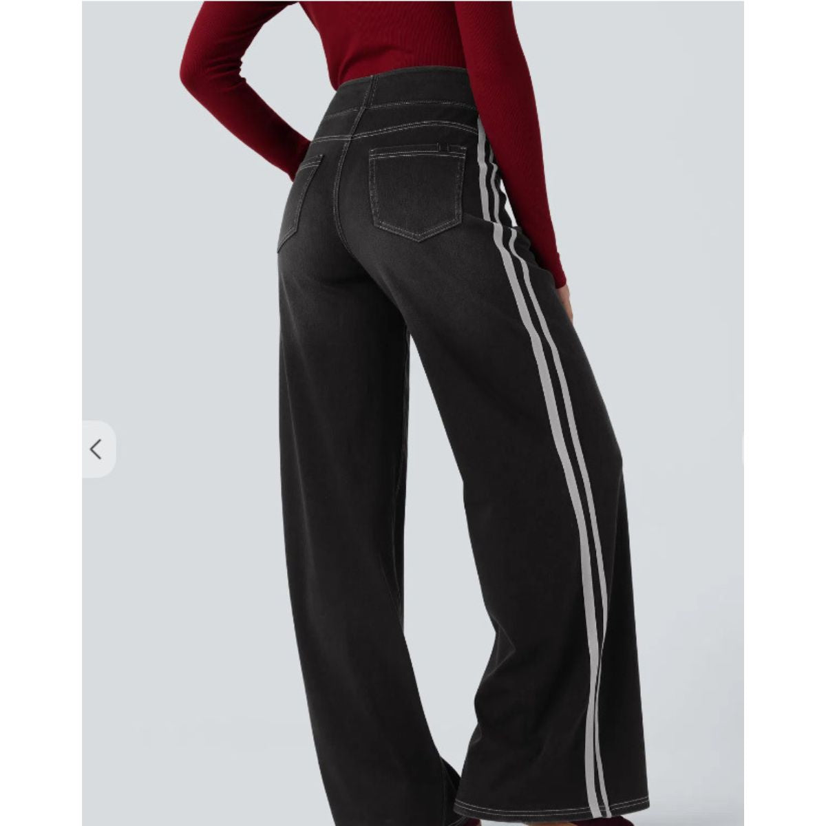 Vintage Washed Side Stripe Wide Leg Jeans