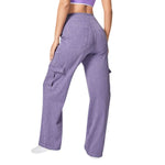 High Waist Stretch Cargo Wide Leg Jeans