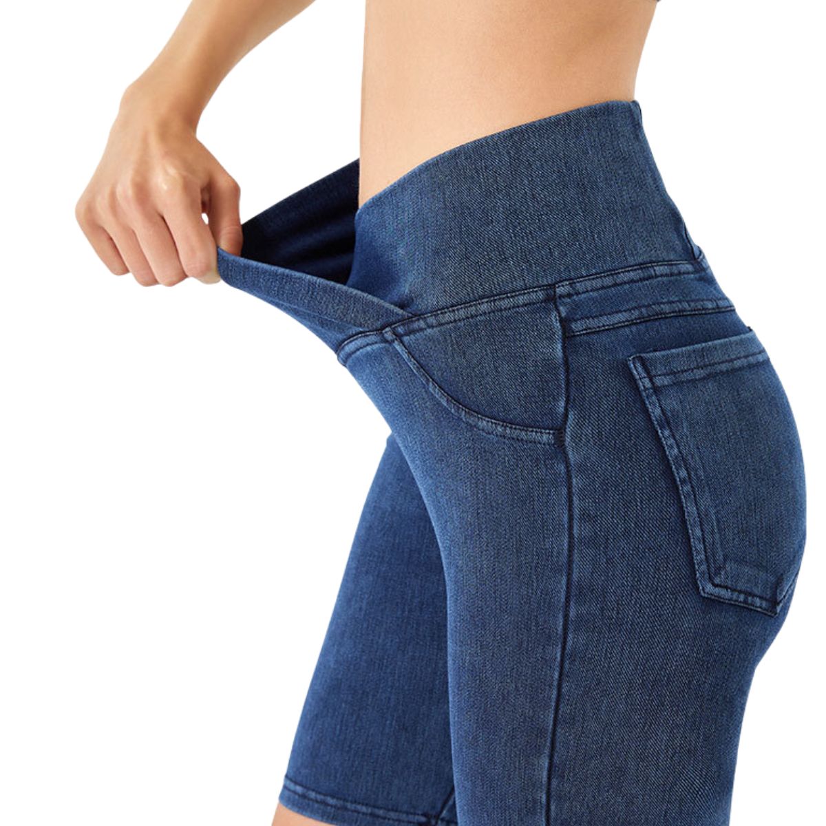 Crossover High Waist Stretch Denim Casual Skinny Shorts