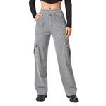 High Waist Stretch Cargo Wide Leg Jeans
