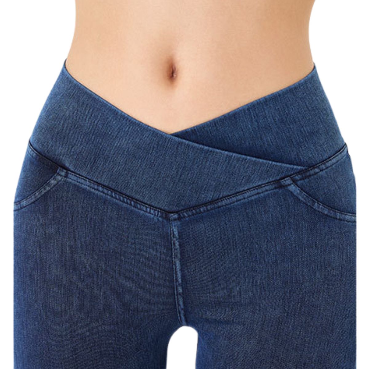 Crossover High Waist Stretch Denim Casual Skinny Shorts
