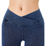 Crossover High Waist Stretch Denim Casual Skinny Shorts