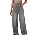 Vintage Washed Side Stripe Wide Leg Jeans