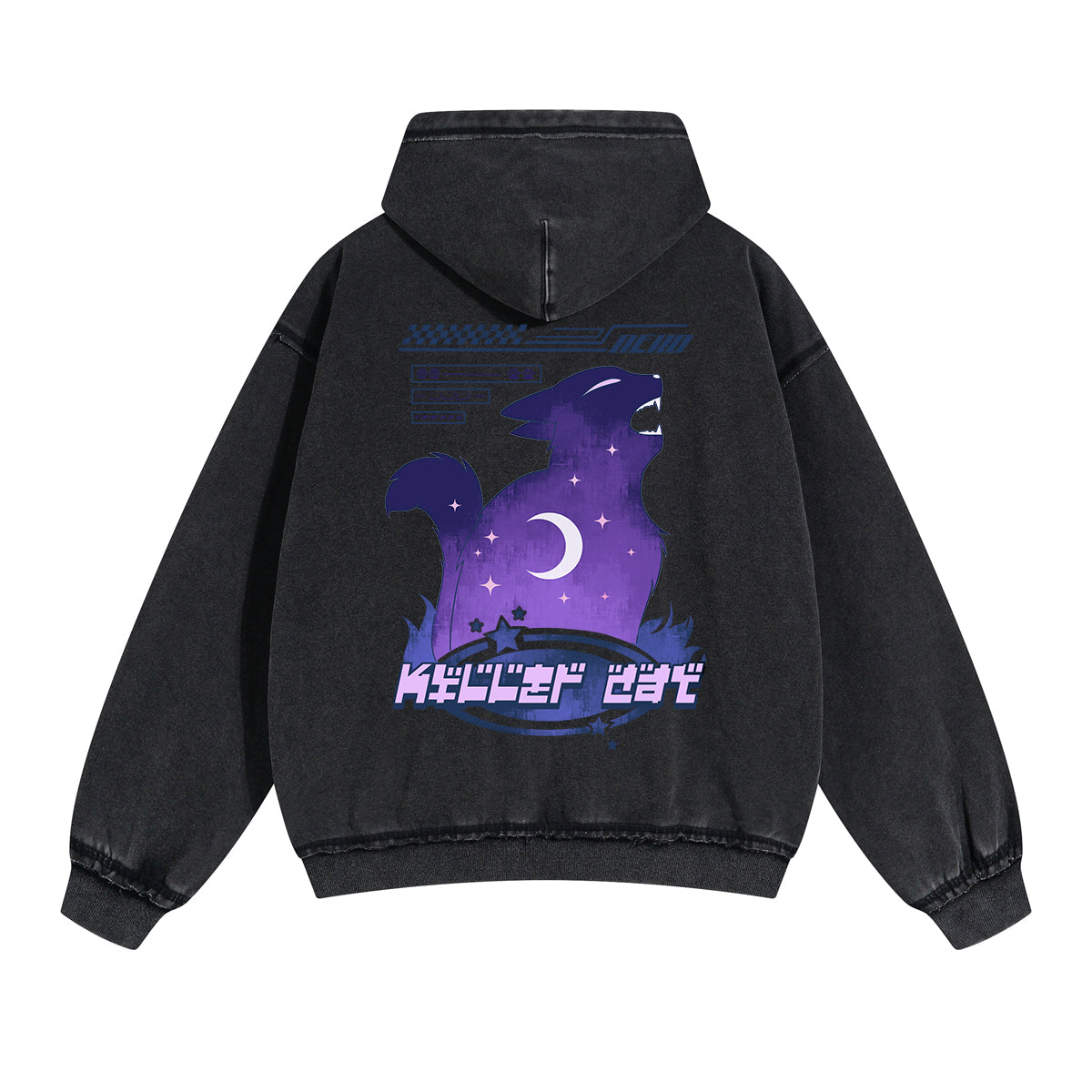 Killer Cat Y2K Double Slider Zip Hoodie-INNBLAC Fashion Apparel